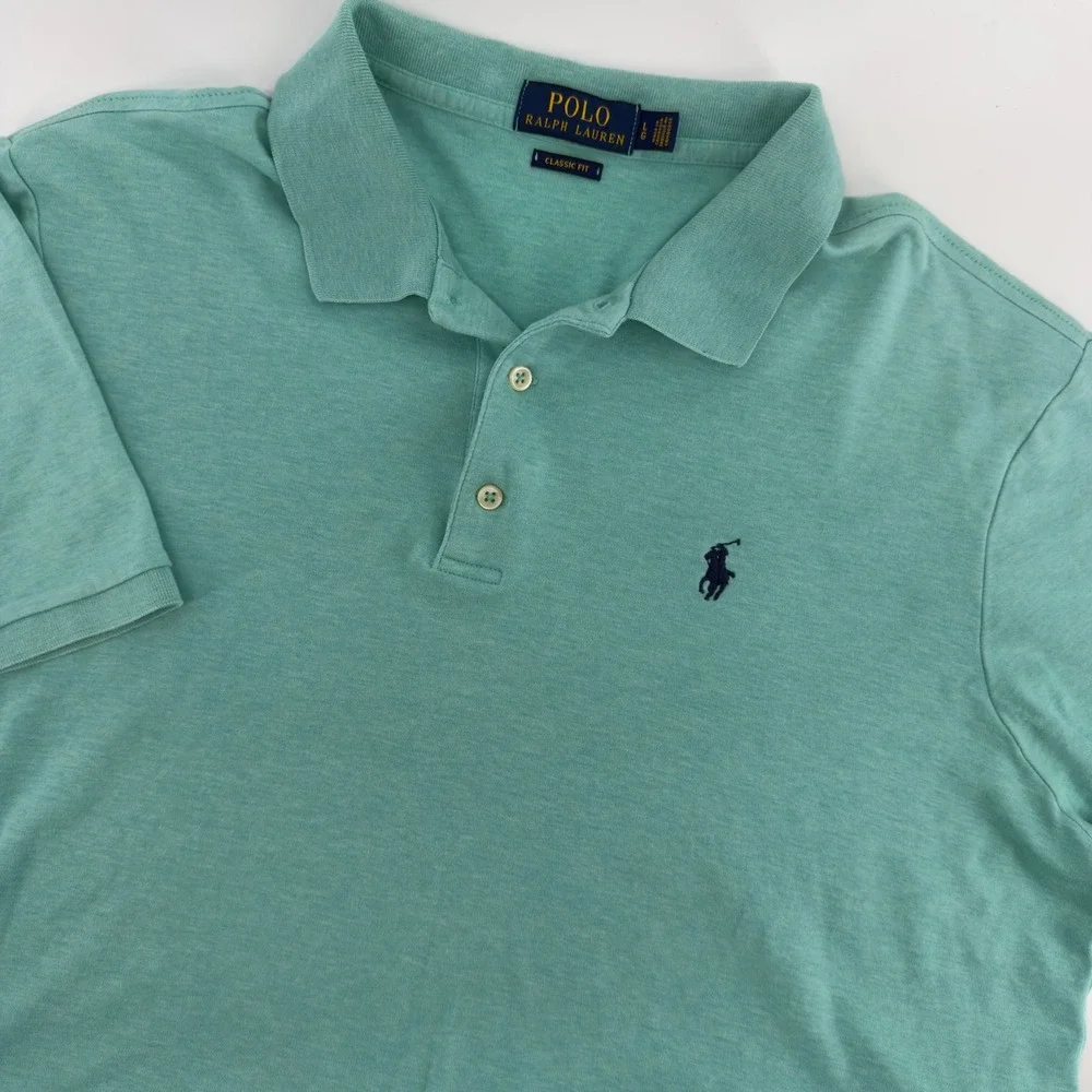 Polo Ralph Lauren Mens Classic Fit Polo‎ Shirt Large Teal Green Heather